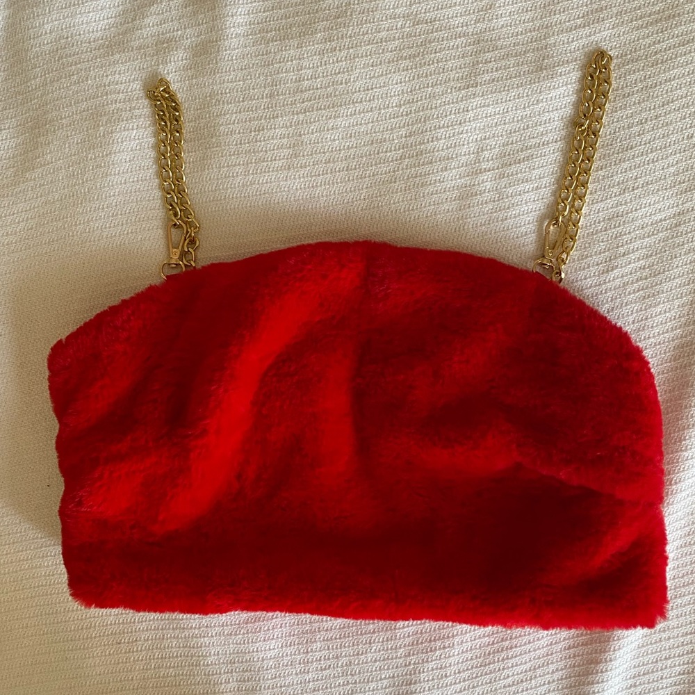 Dolls Kill fuzzy/furry red crop top